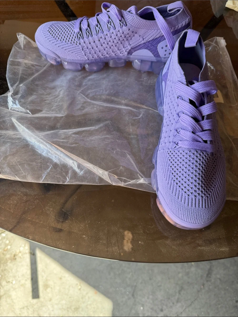 Lightweight Knit Lace-Up Athletic Sneakers - Lavender